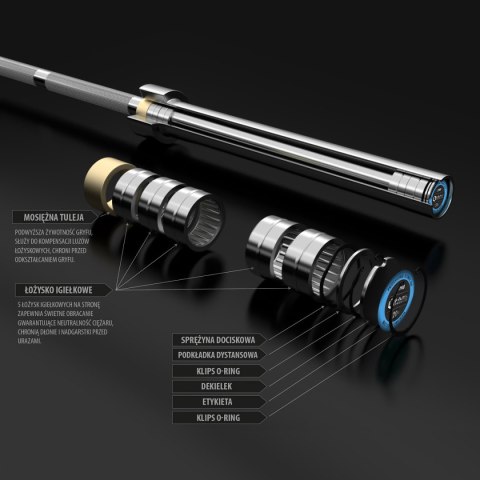 Gryf olimpijski GO900 20kg 2200mm z zaciskami Lock Jaw HMS PREMIUM Gryf olimpijski GO900 20kg 2200mm z zaciskami Lock Jaw HMS PREMIUM