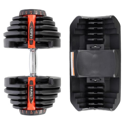 Regulowana Sztangielka SR80 HMS z 10 Talerzami, 3.9-37.4 kg - Mało miejsca Regulowana Sztangielka SR80 HMS z 10 Talerzami, 3.9-37.4 kg - Mało miejsca