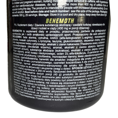 Behemoth Preworkout 500g Pomarańczowy – Energia, Pompa, Koncentracja Behemoth Preworkout 500g Pomarańczowy – Energia, Pompa, Koncentracja