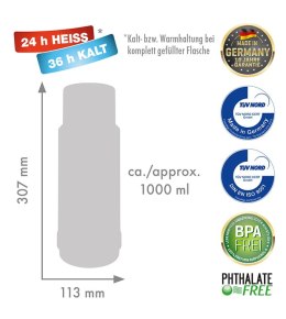 Termos ROTPUNKT typ 40 1 l black-el.-cardinal