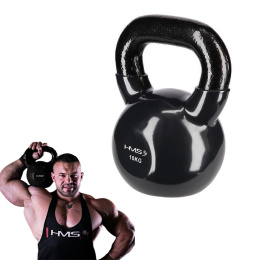Kettlebell 10 kg Żeliwny z Winylu KNV10 BLACK HMS - Ergonomiczny Uchwyt