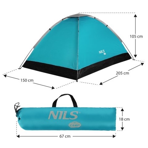 Namiot NC3021 Niebieski 2-osobowy Kempingowy NILS CAMP Namiot NC3021 Niebieski 2-osobowy Kempingowy NILS CAMP