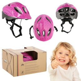 Różowy Kask z Czarnymi Wzorkami Rozm. XS (48-55 cm) - Regulowany i Wygodny