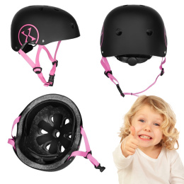 Bezpieczny Kask Czarno Różowy Dla Dziecka Rozmiar XS 48-52 CM ABS - EPS
