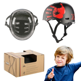 Kask Czarno-Czerwony Wytrzymały Dość Mocno Zabudowany Rozmiar L 54-62 cm