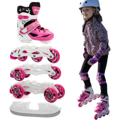 ŁYŻWOROLKI - WROTKI - ŁYŻWY 4W1 ENERO 26-29 RÓŻOWE ŁYŻWOROLKI - WROTKI - ŁYŻWY 4W1 ENERO 26-29 RÓŻOWE