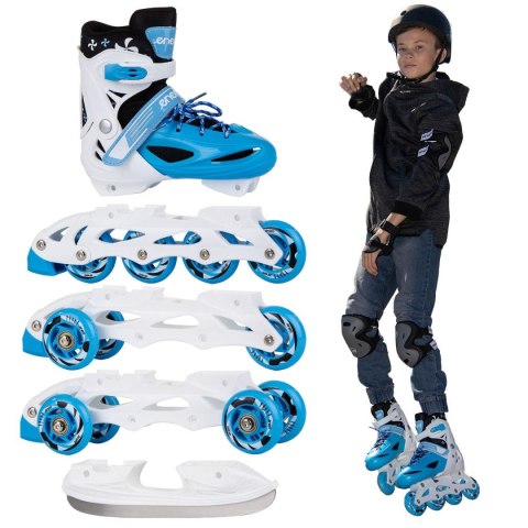 ŁYŻWOROLKI - WROTKI - ŁYŻWY 4W1 ENERO 34-37 NIEBIESKIE ŁYŻWOROLKI - WROTKI - ŁYŻWY 4W1 ENERO 34-37 NIEBIESKIE