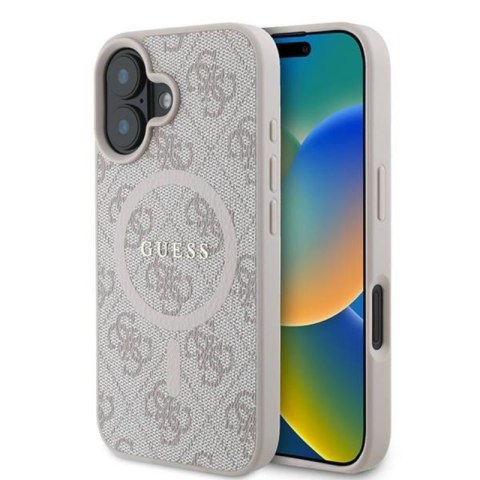 Guess 4G Ring Classic Logo MagSafe - Etui iPhone 16 Plus (różowy) Guess 4G Ring Classic Logo MagSafe - Etui iPhone 16 Plus (różowy)