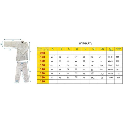 KIMONO ENERO JUDO AIKIDO 160CM BIAŁE KIMONO ENERO JUDO AIKIDO 160CM BIAŁE