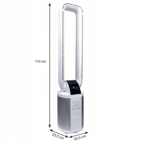 Bezłopatkowy wentylator z nawilżaczem WEBBER WB1820 biały Bezłopatkowy wentylator z nawilżaczem WEBBER WB1820 biały