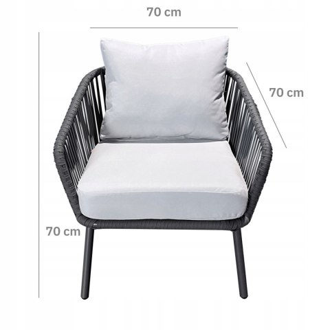 Komplet mebli ogrodowych stolik + 2 fotele aluminiowe z technorattanu Komplet mebli ogrodowych stolik + 2 fotele aluminiowe z technorattanu