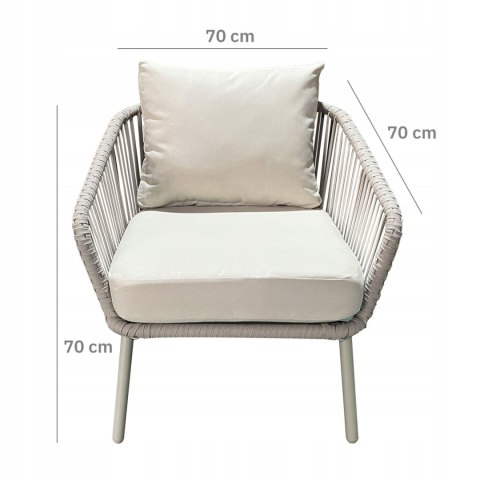 Komplet mebli ogrodowych stolik + 2 fotele aluminiowe z technorattanu Komplet mebli ogrodowych stolik + 2 fotele aluminiowe z technorattanu