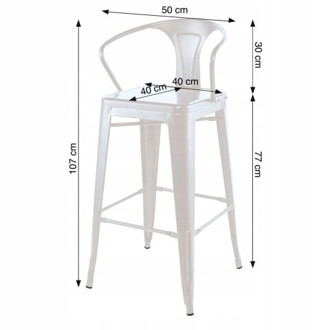 Krzesło barowe hoker, białe loft Krzesło barowe hoker, białe loft