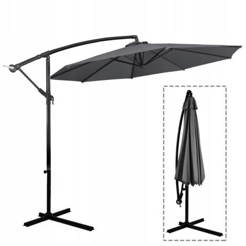 PARASOL OGRODOWY DUŻY SOLIDNY SKŁADANY SOLA SZARY PARASOL OGRODOWY DUŻY SOLIDNY SKŁADANY SOLA SZARY