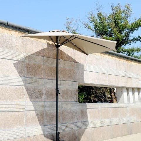 PARASOL OGRODOWY ŚCIENNY DUŻY SOLIDNY SKŁADANY 2,7 M Z KORBKĄ ECRU PARASOL OGRODOWY ŚCIENNY DUŻY SOLIDNY SKŁADANY 2,7 M Z KORBKĄ ECRU