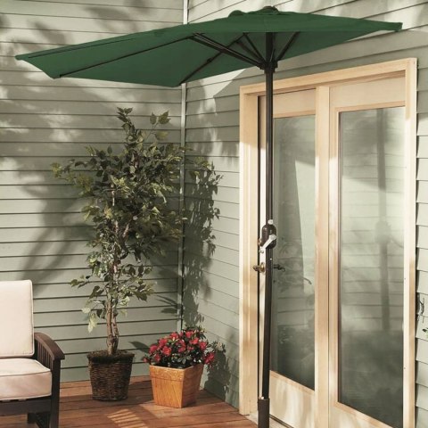 PARASOL OGRODOWY ŚCIENNY DUŻY SOLIDNY SKŁADANY 2,7 M Z KORBKĄ ZIELONY PARASOL OGRODOWY ŚCIENNY DUŻY SOLIDNY SKŁADANY 2,7 M Z KORBKĄ ZIELONY