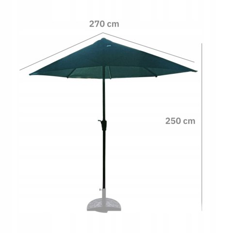 PARASOL OGRODOWY ŚCIENNY DUŻY SOLIDNY SKŁADANY 2,7 M Z KORBKĄ ZIELONY PARASOL OGRODOWY ŚCIENNY DUŻY SOLIDNY SKŁADANY 2,7 M Z KORBKĄ ZIELONY