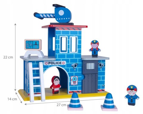 Drewniany posterunek policji Pan Patyk 2 piętra + figurki + helikopter Drewniany posterunek policji Pan Patyk 2 piętra + figurki + helikopter