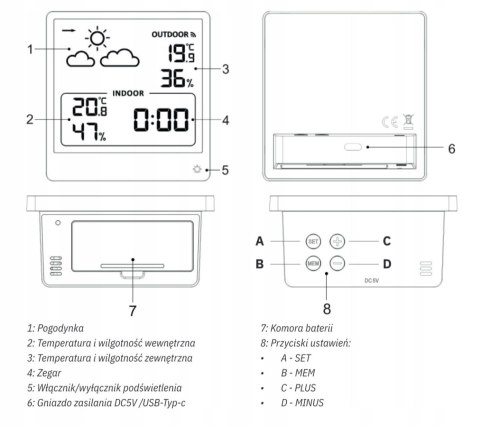 STACJA POGODOWA Z DCF METEO SP200 Z POGODYNKA EKRAN LCD STACJA POGODOWA Z DCF METEO SP200 Z POGODYNKA EKRAN LCD