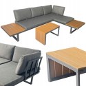 ZESTAW MEBLI OGRODOWYCH narożnik sofa stolik LEKKI komplet gród ALUMINIUM