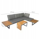 ZESTAW MEBLI OGRODOWYCH narożnik sofa stolik LEKKI komplet gród ALUMINIUM
