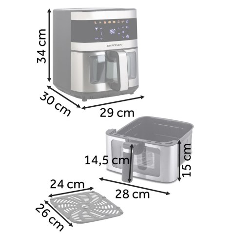 Frytkownica beztłuszczowa Air fryer Berdsen BD-656 srebrna Frytkownica beztłuszczowa Air fryer Berdsen BD-656 srebrna
