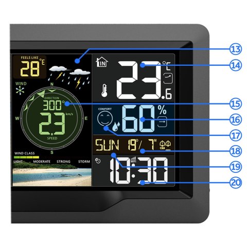 BD-914 Stacja pogodowa Berdsen Wi-Fi 6w1 z aplikacją Tuya Smart