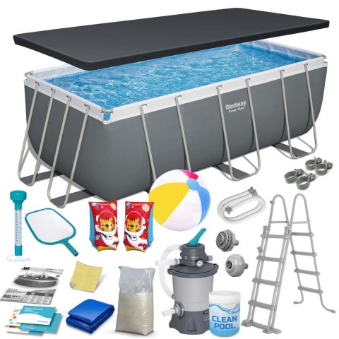 Basen ogrodowy stelażowy 412x201x122 cm 17w1 Bestway 56457N