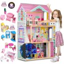 Domek dla lalek XXL Ricokids 3 piętra + mebelki winda LED