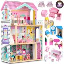 Domek dla lalek XXL Ricokids 3 piętra + mebelki winda LED