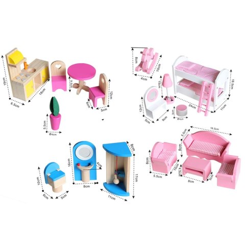 Domek dla lalek XXL Ricokids 3 piętra + mebelki winda LED Domek dla lalek XXL Ricokids 3 piętra + mebelki winda LED