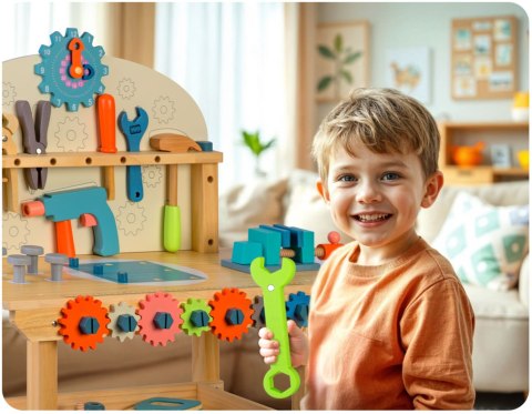 Drewniany warsztat Ricokids RK-876 z narzędziami Montessori 3+ Drewniany warsztat Ricokids RK-876 z narzędziami Montessori 3+