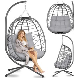 Fotel wiszący Tihuana Sofotel szary + poduszki ogrodowy technorattan