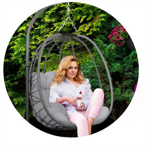 Fotel wiszący Tihuana Sofotel szary + poduszki ogrodowy technorattan