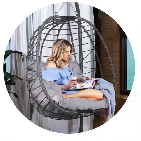 Fotel wiszący Tihuana Sofotel szary + poduszki ogrodowy technorattan