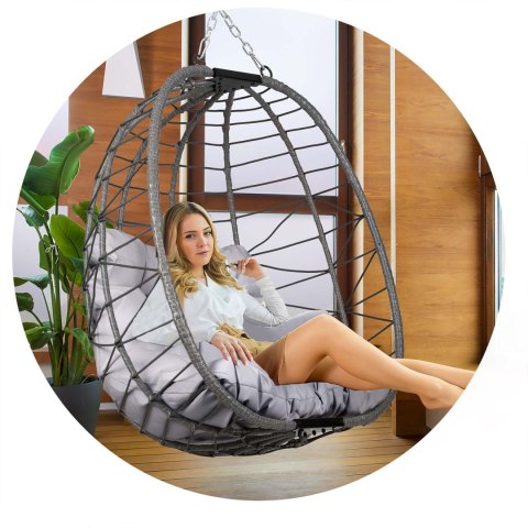 Fotel wiszący Tihuana Sofotel szary + poduszki ogrodowy technorattan