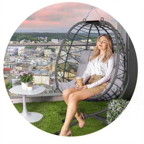 Fotel wiszący Tihuana Sofotel szary + poduszki ogrodowy technorattan