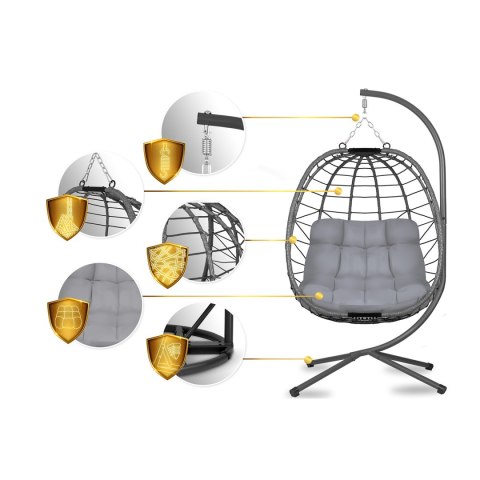 Fotel wiszący Tihuana Sofotel szary + poduszki ogrodowy technorattan