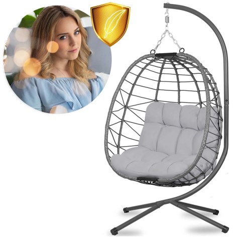 Fotel wiszący Tihuana Sofotel szary + poduszki ogrodowy technorattan