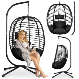 Fotel wiszący Toskana Sofotel czarny + poduszki ogrodowy technorattan