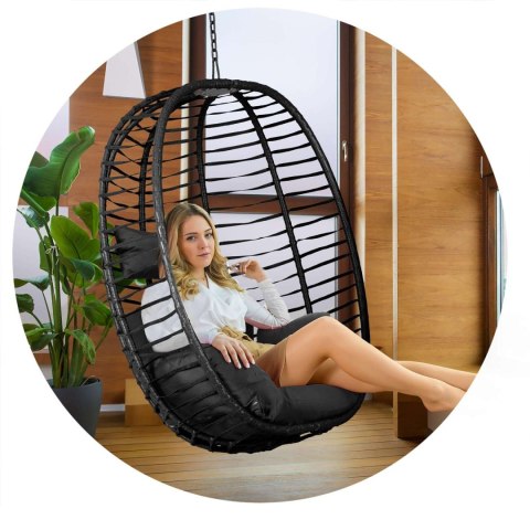 Fotel wiszący Toskana Sofotel czarny + poduszki ogrodowy technorattan