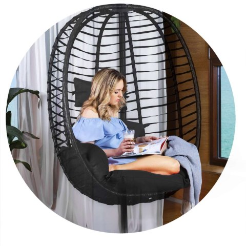 Fotel wiszący Toskana Sofotel czarny + poduszki ogrodowy technorattan