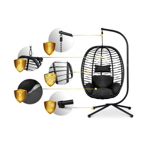 Fotel wiszący Toskana Sofotel czarny + poduszki ogrodowy technorattan