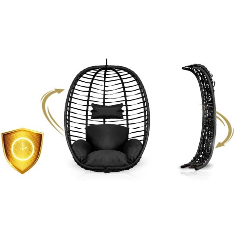 Fotel wiszący Toskana Sofotel czarny + poduszki ogrodowy technorattan