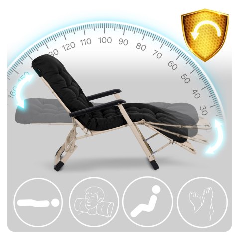 Leżak ogrodowy składany z poduszką Sofotel ChillWell zestaw 2 szt czarny