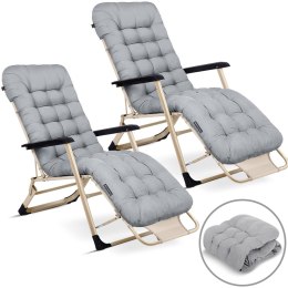 Leżak ogrodowy składany z poduszką Sofotel ChillWell zestaw 2 szt jasno szary