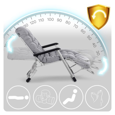 Leżak ogrodowy składany z poduszką Sofotel ChillWell zestaw 2 szt szary