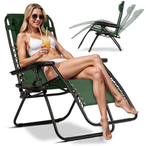 Leżak ogrodowy składany z poduszką Sofotel ChillWell zestaw 2 szt zielony