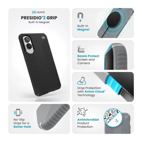 Speck Presidio2 Grip Magnet - Etui Samsung Galaxy S25 Edge MagSafe (Black/Slate Grey/White) Speck Presidio2 Grip Magnet - Etui Samsung Galaxy S25 Edge MagSafe (Black/Slate Grey/White)