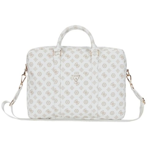 Guess 4G Peony Front Pocket Zipper Triangle Logo - Torba na notebooka 16" (biały)